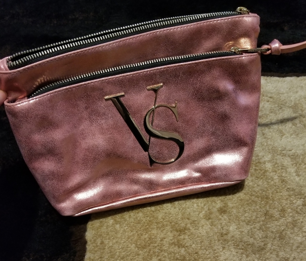 Victoria secret double pocket clutch rose gold